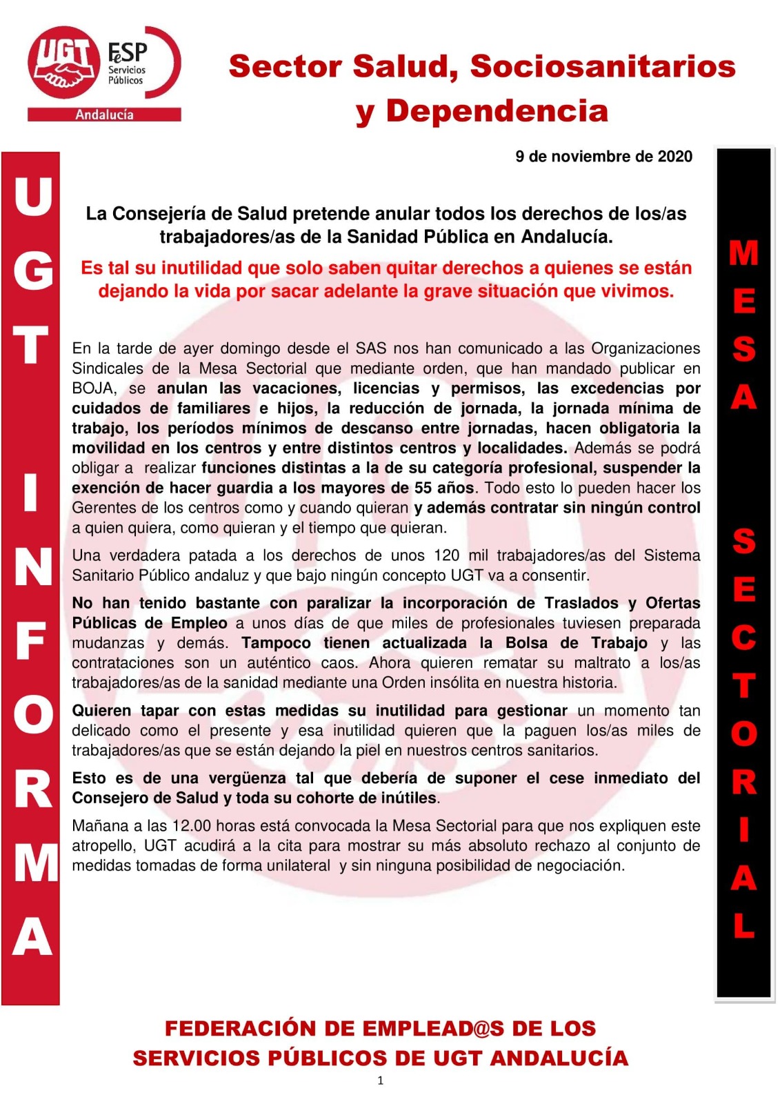 UGT Comunicado